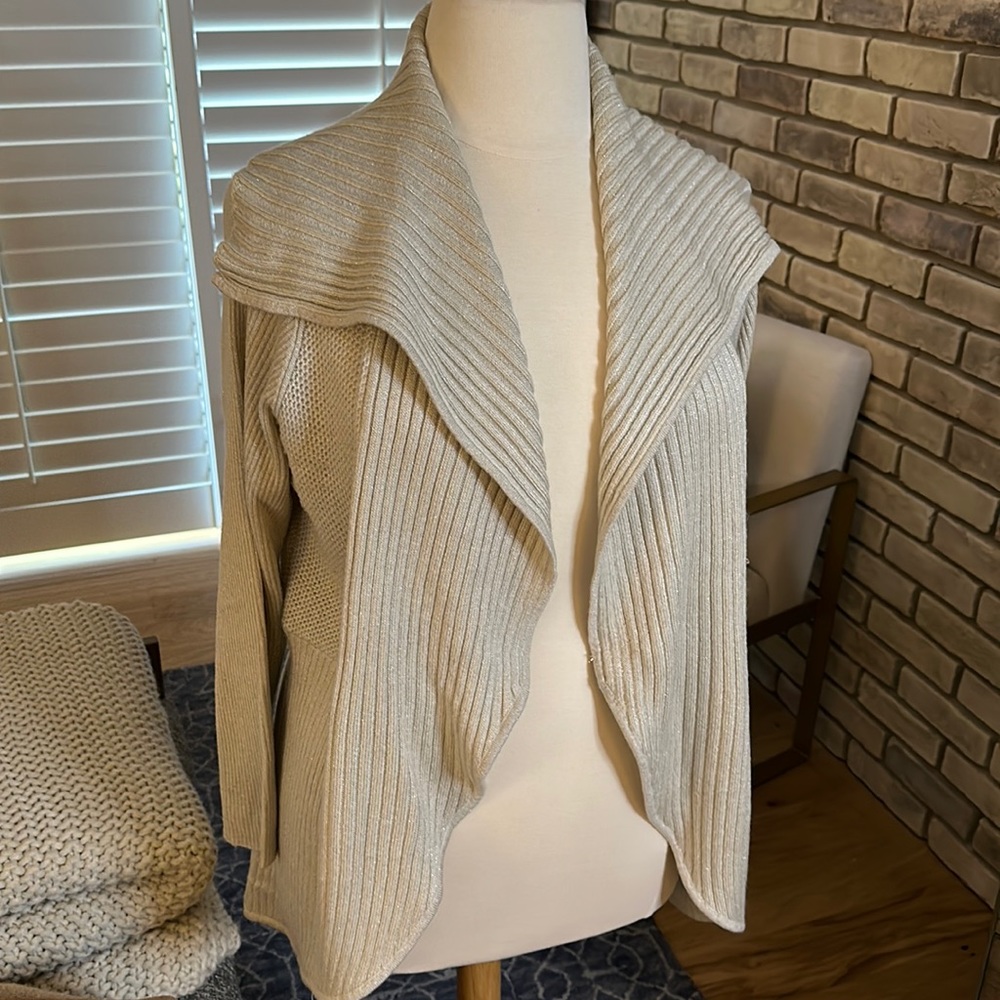 Chico’s Glitter Open Tunic Sweater